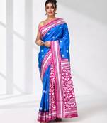 sky blue kantha stitch bangalore silk blend soft saree