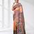 peach kantha stitch silk blend soft saree