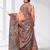 peach kantha stitch silk blend soft saree