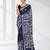 navy blue kantha stitch silk blend soft saree