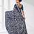 navy blue kantha stitch silk blend soft saree