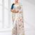 white kantha stitch silk blend soft saree