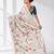 white kantha stitch silk blend soft saree