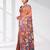 peach kantha stitch silk blend soft saree