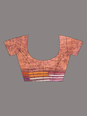 peach kantha stitch silk blend soft saree 4