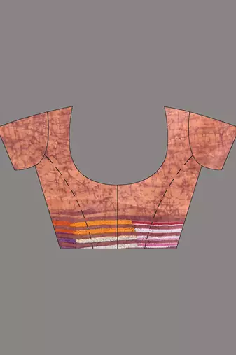 peach kantha stitch silk blend soft saree