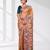 peach kantha stitch silk blend soft saree