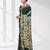 green kantha stitch silk blend soft saree