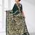 green kantha stitch silk blend soft saree
