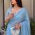 Blue Embroidered Organza Designer Saree with blouse