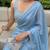 Blue Embroidered Organza Designer Saree with blouse