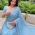 Blue Embroidered Organza Designer Saree with blouse
