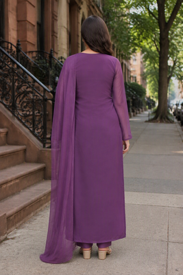Purple georgette kurta with viscose bottom & nazmin dupatta 4