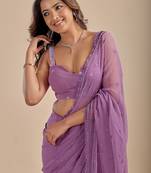 Lavender Embellished Sequinned Chiffon Designer Saree with blouse 