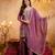 Purple embroidered crunchy kurta palazzo dupatta set