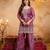 Purple embroidered crunchy kurta palazzo dupatta set