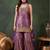 Purple satin kurta with sharara & dupatta set