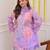 Lavender georgette kurta with patiala gharara & printed dupatta