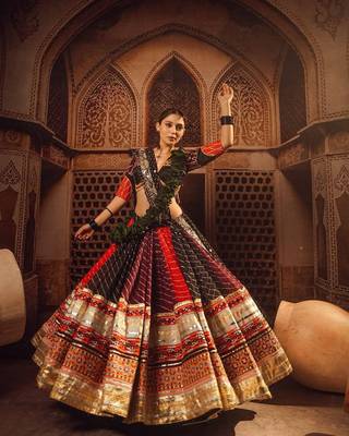 Red Black Navratri Lehenga Choli With Dupatta 4