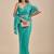Teal Blue Embellished Sequinned Chiffon Heavy Work Saree wtih blouse 