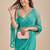 Teal Blue Embellished Sequinned Chiffon Heavy Work Saree wtih blouse 