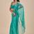 Teal Blue Embellished Sequinned Chiffon Heavy Work Saree wtih blouse 