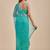 Teal Blue Embellished Sequinned Chiffon Heavy Work Saree wtih blouse 