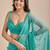 Teal Blue Embellished Sequinned Chiffon Heavy Work Saree wtih blouse 