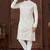 Cream kurta pajama set with zari embroidery & fancy buttons