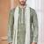 Mehndi colour kurta pajama set with zari embroidery & fancy buttons