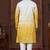 Yellow to off-white double-shaded kurta pajama set with zari work & fancy buttons