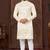 Cream colour kurta pajama set with zari embroidery & fancy buttons