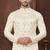 Cream colour kurta pajama set with zari embroidery & fancy buttons