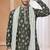 Mehndi colour kurta pajama set with zari embroidery & fancy buttons