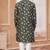 Mehndi colour kurta pajama set with zari embroidery & fancy buttons