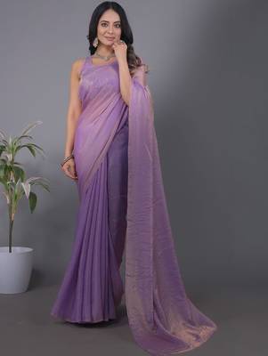 Lavender Woven Design Zari Satin Saree with blouse  1