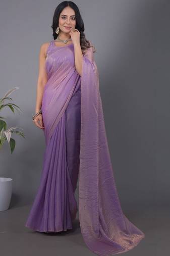 Lavender Woven Design Zari Satin Saree with blouse 