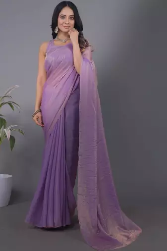 Lavender Woven Design Zari Satin Saree with blouse 