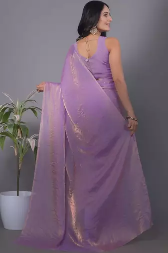 Lavender Woven Design Zari Satin Saree with blouse 