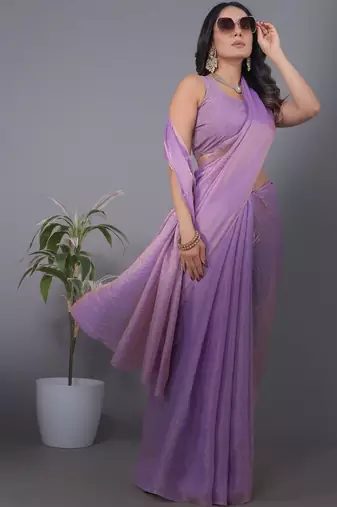 Lavender Woven Design Zari Satin Saree with blouse 