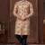 Multy colour digital-printed silk kurta pajama set with threadwork neckline
