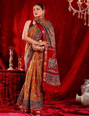 madurai pure kalamkari kora saree hand embroidery 1