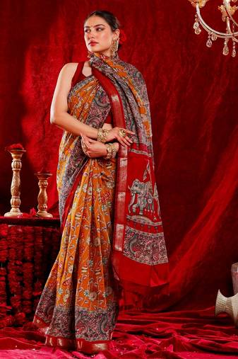 madurai pure kalamkari kora saree hand embroidery