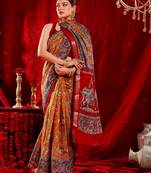 madurai pure kalamkari kora saree hand embroidery