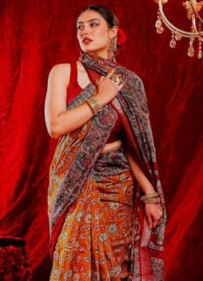 madurai pure kalamkari kora saree hand embroidery 2