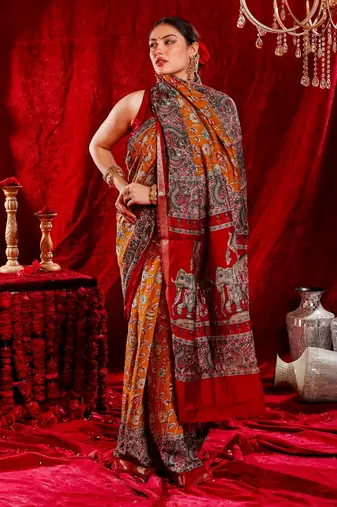 madurai pure kalamkari kora saree hand embroidery