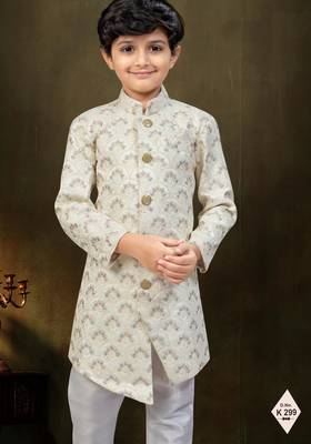 cream full computer star work havy indowestern sherwani set 2