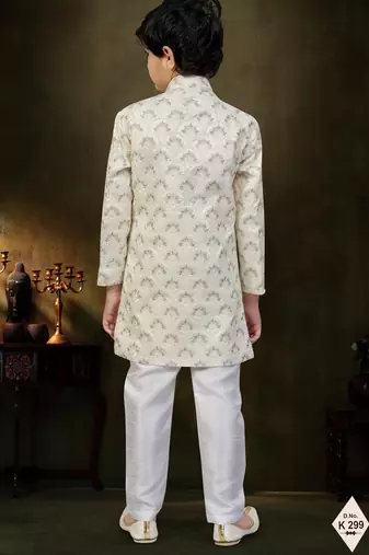 cream full computer star work havy indowestern sherwani set