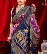 avani pure kalamkari kora saree hand embroidery