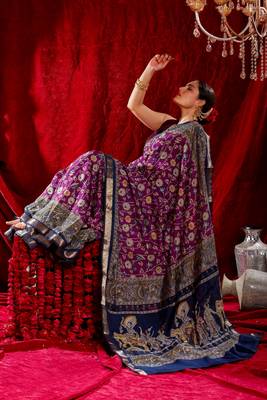 avani pure kalamkari kora saree hand embroidery 5